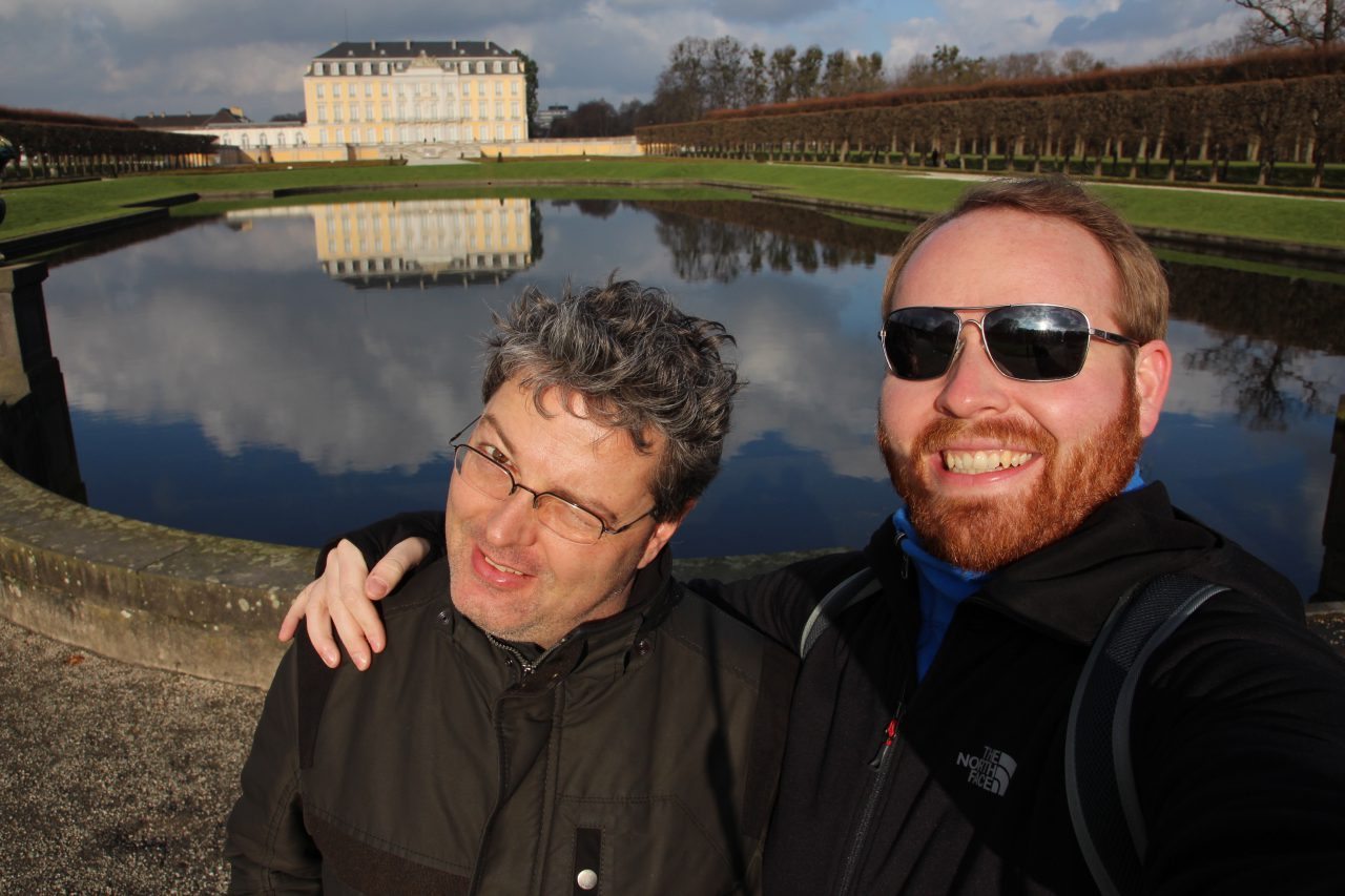 My friend Mark and I in front of Augustusburg Palace in Brühl Germany