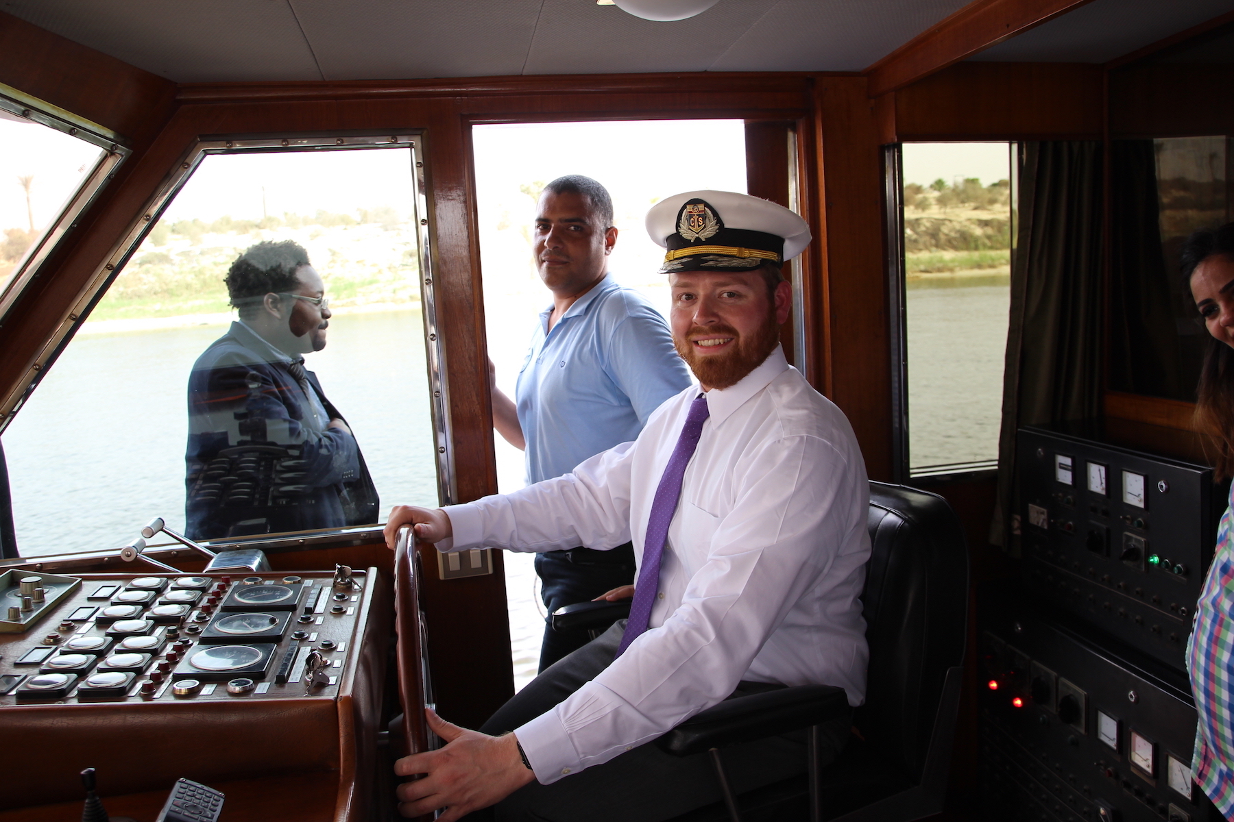Judson drives the Egyptian Presidential Yacht on the Suez Canal