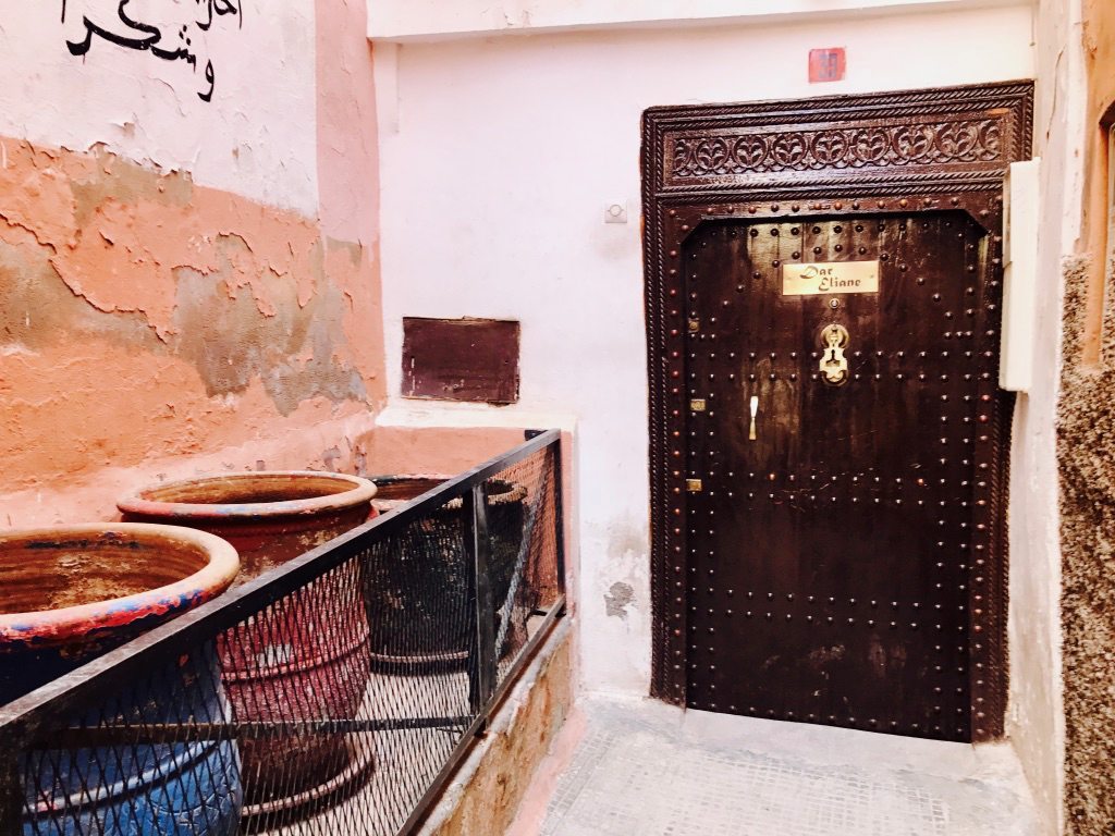 Front door of a riad in Morocco