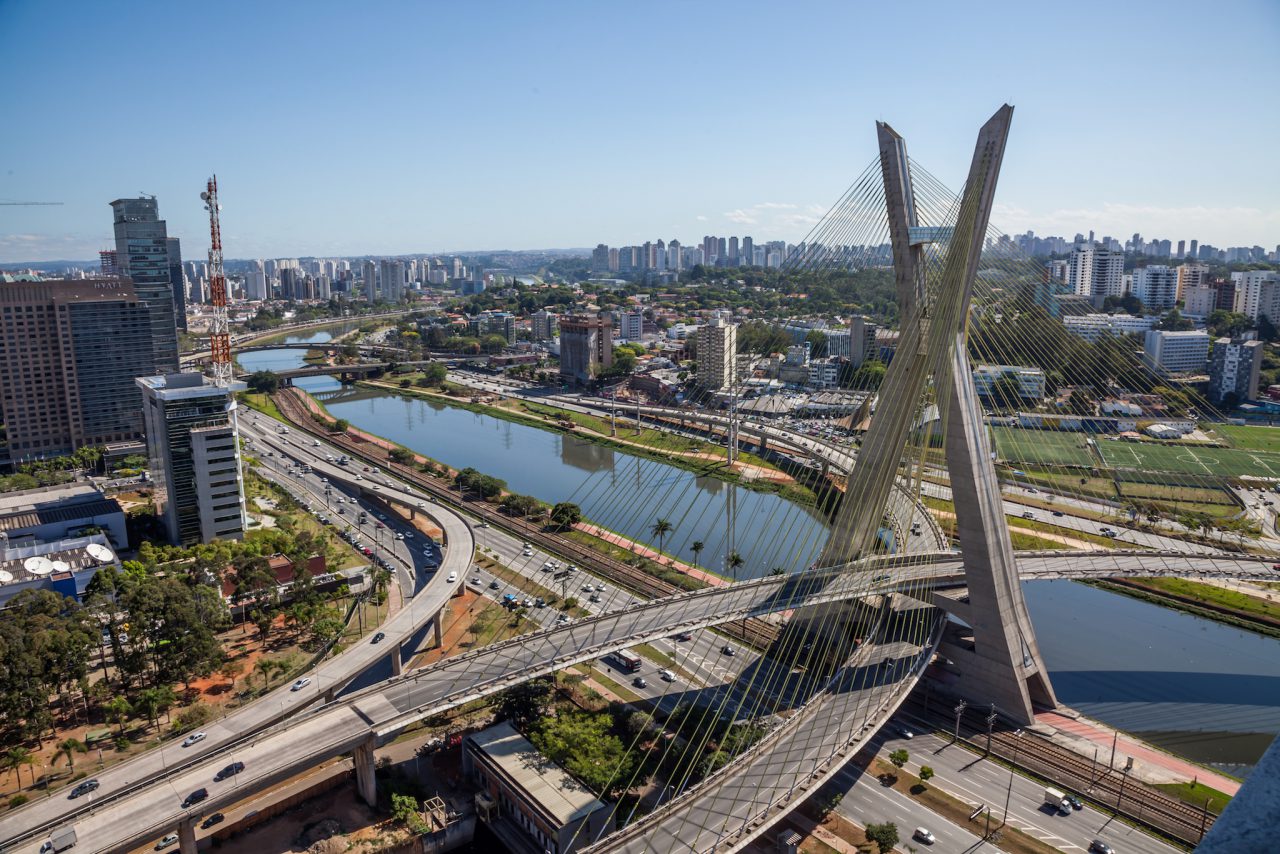 The Octavio Frias de Oliveira bridge is a cable-stayed bridge in São Paulo, Brazil