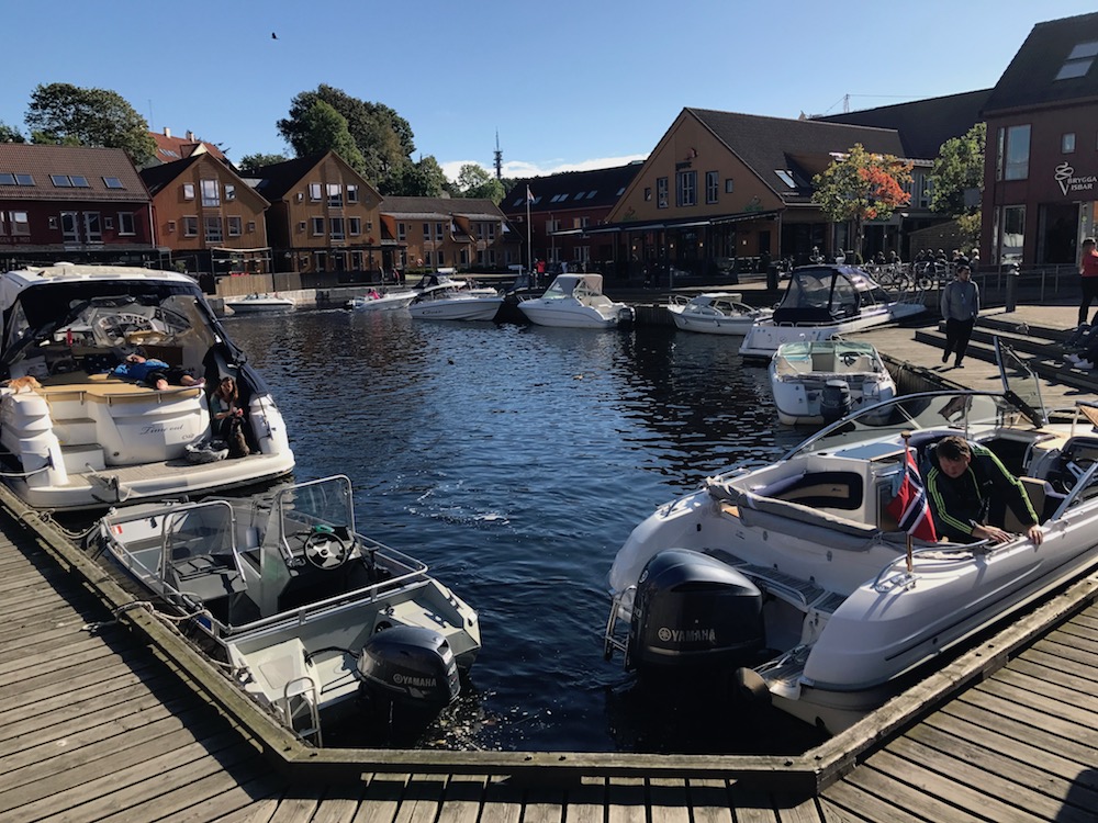 The harbor at the Kristiansand, Norway town center