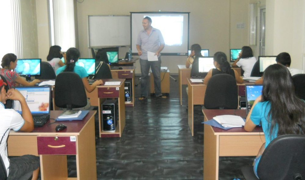 Judson provides computer training to students in Bishkek.