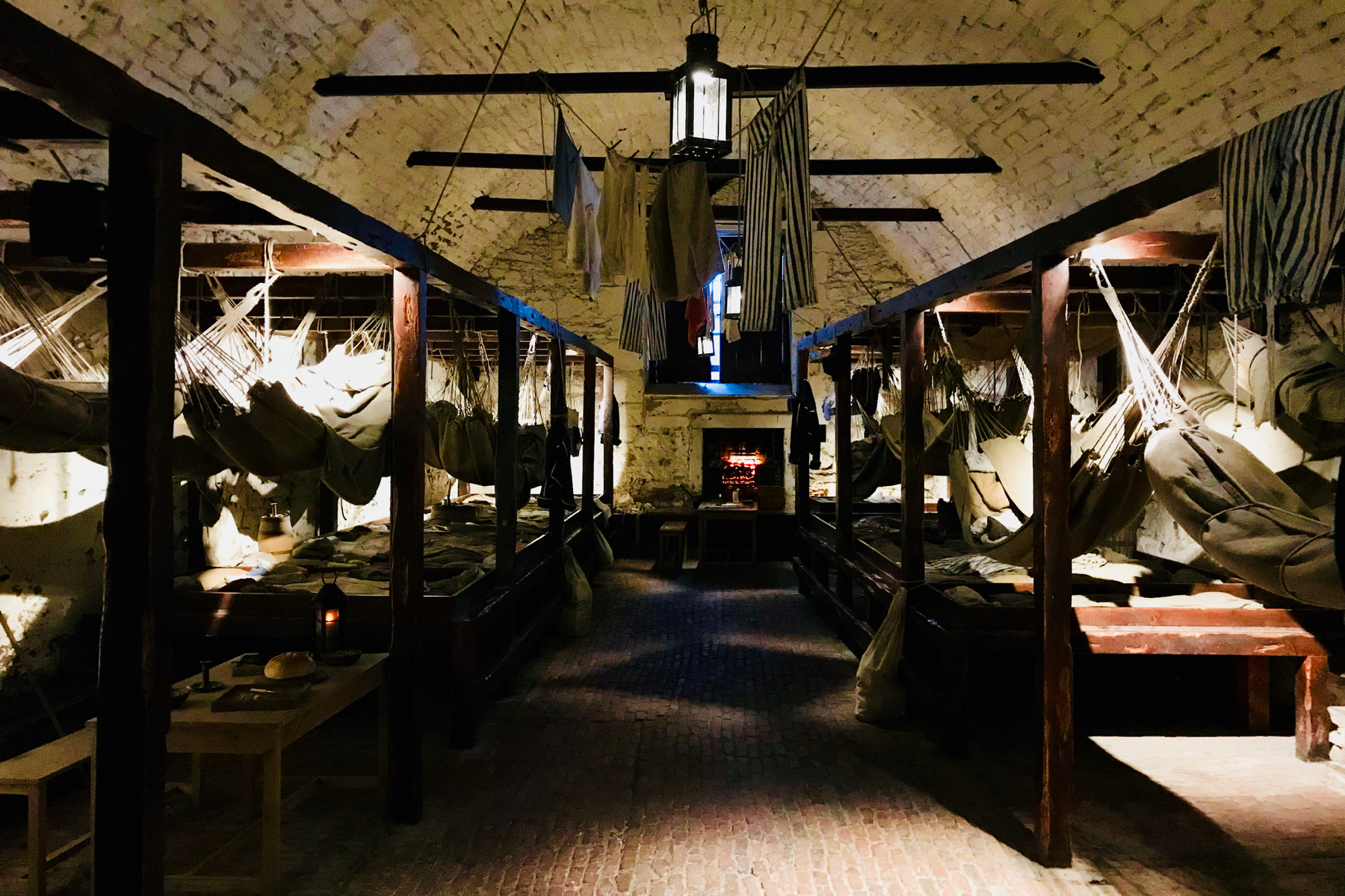 A photo of the sleeping conditions which prisoners of war held at Edinburgh Castle would have endured