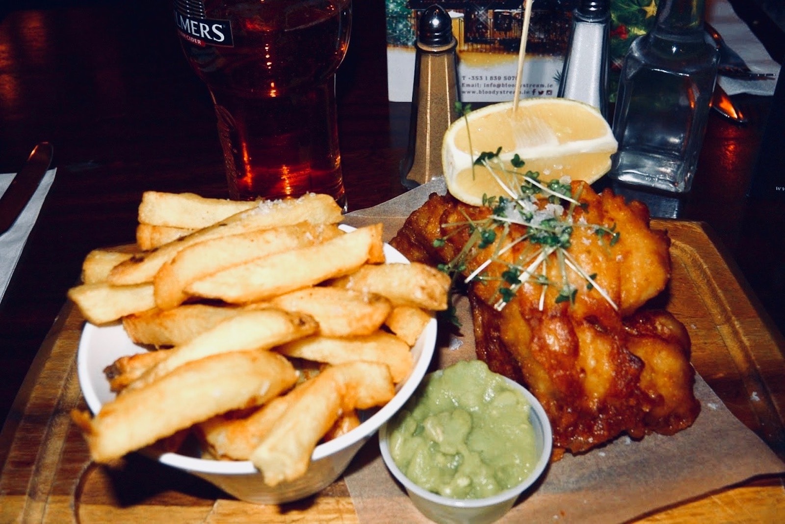 The traditional fish and chips at The Bloody Stream in the Howth Railway Station