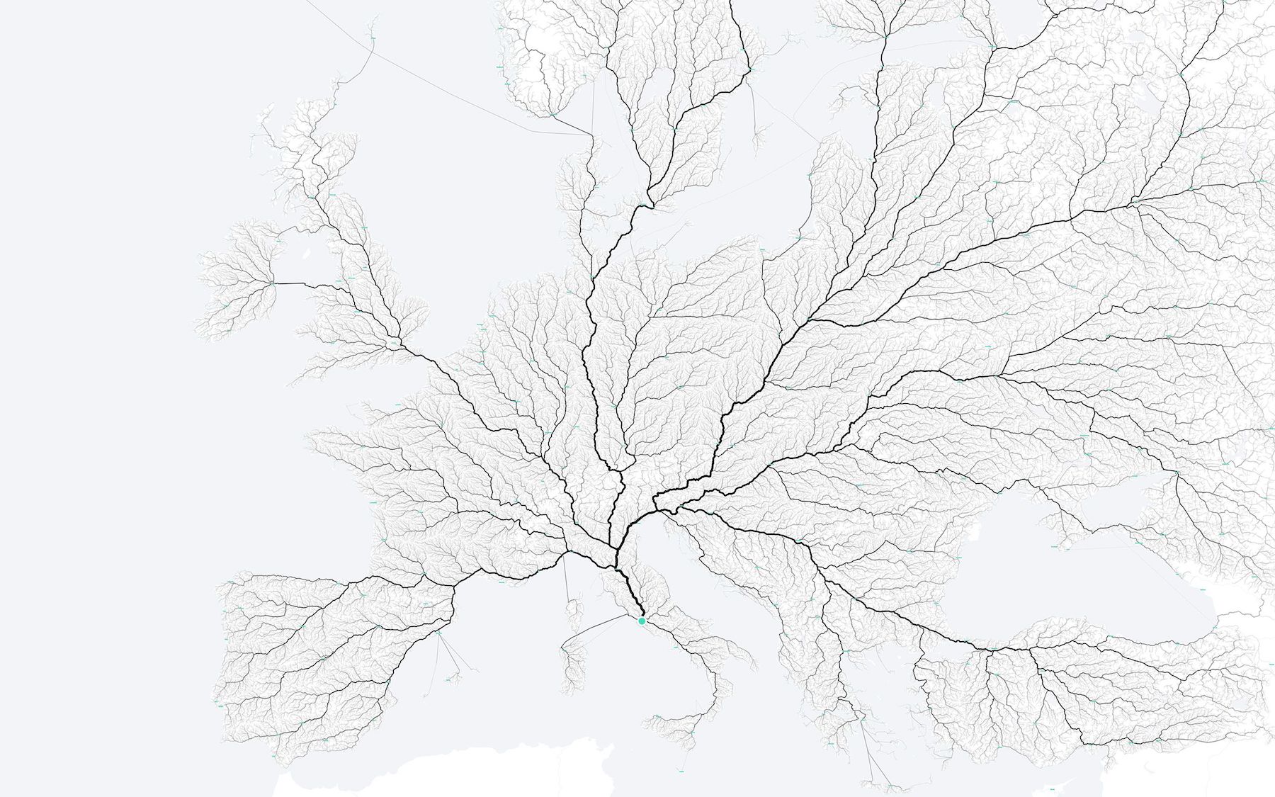 The moovellab's visualization of all roads leading to Rome