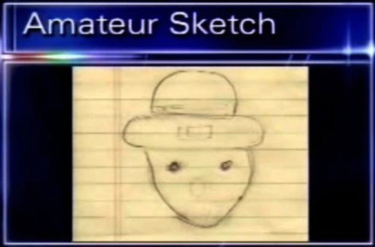 An amateur sketch of the Crichton Leprechaun reported in Mobile, Alabama in 2006.