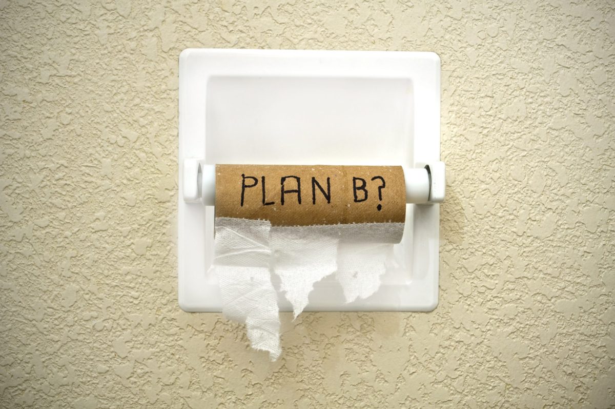 An empty roll of toilet paper reminds us that you need a plan B.